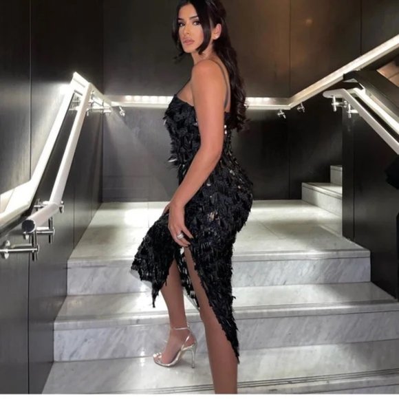 Zara Black Sequin Midi Skirt - Picture 7 of 15